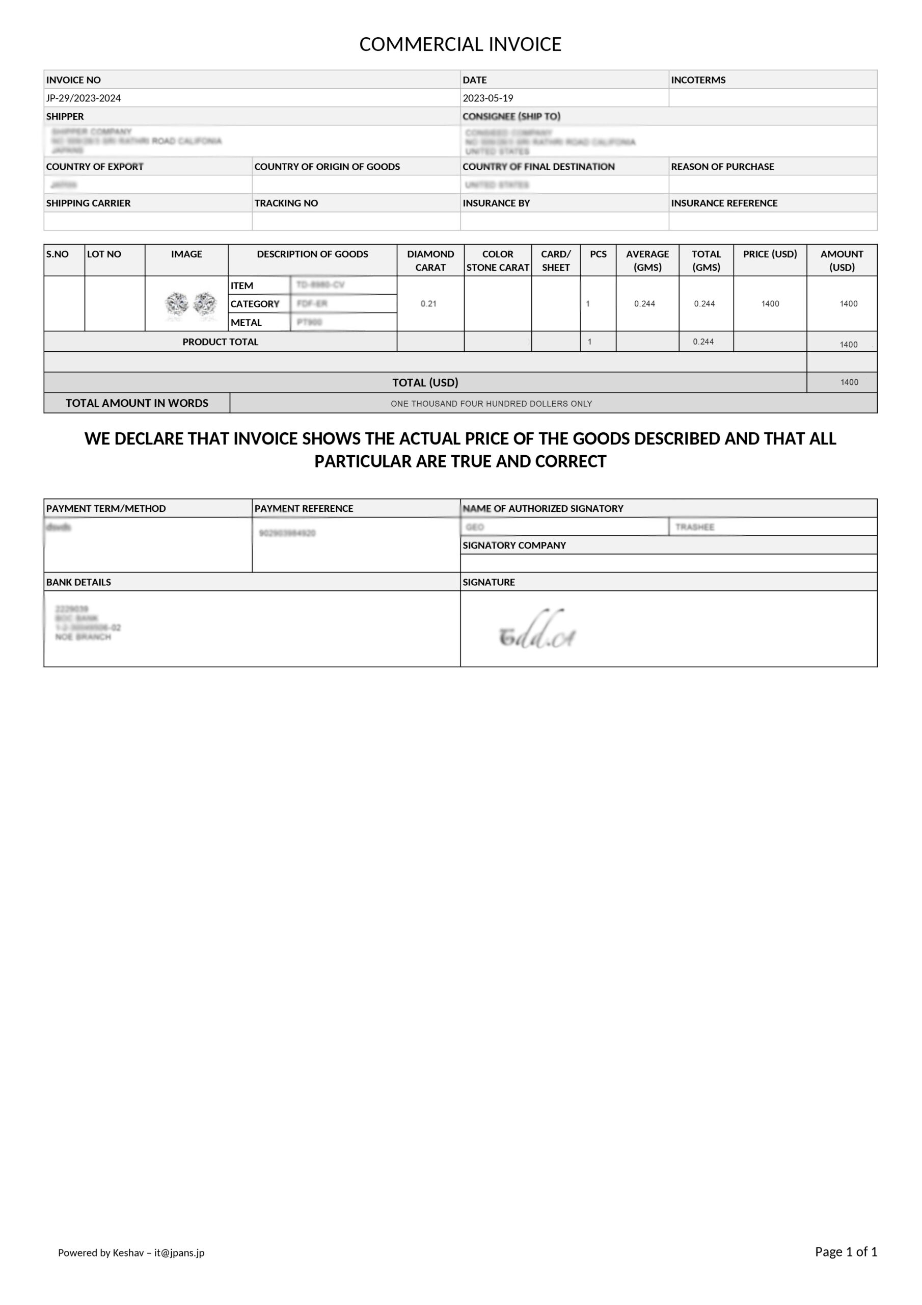 Commercial Invoice