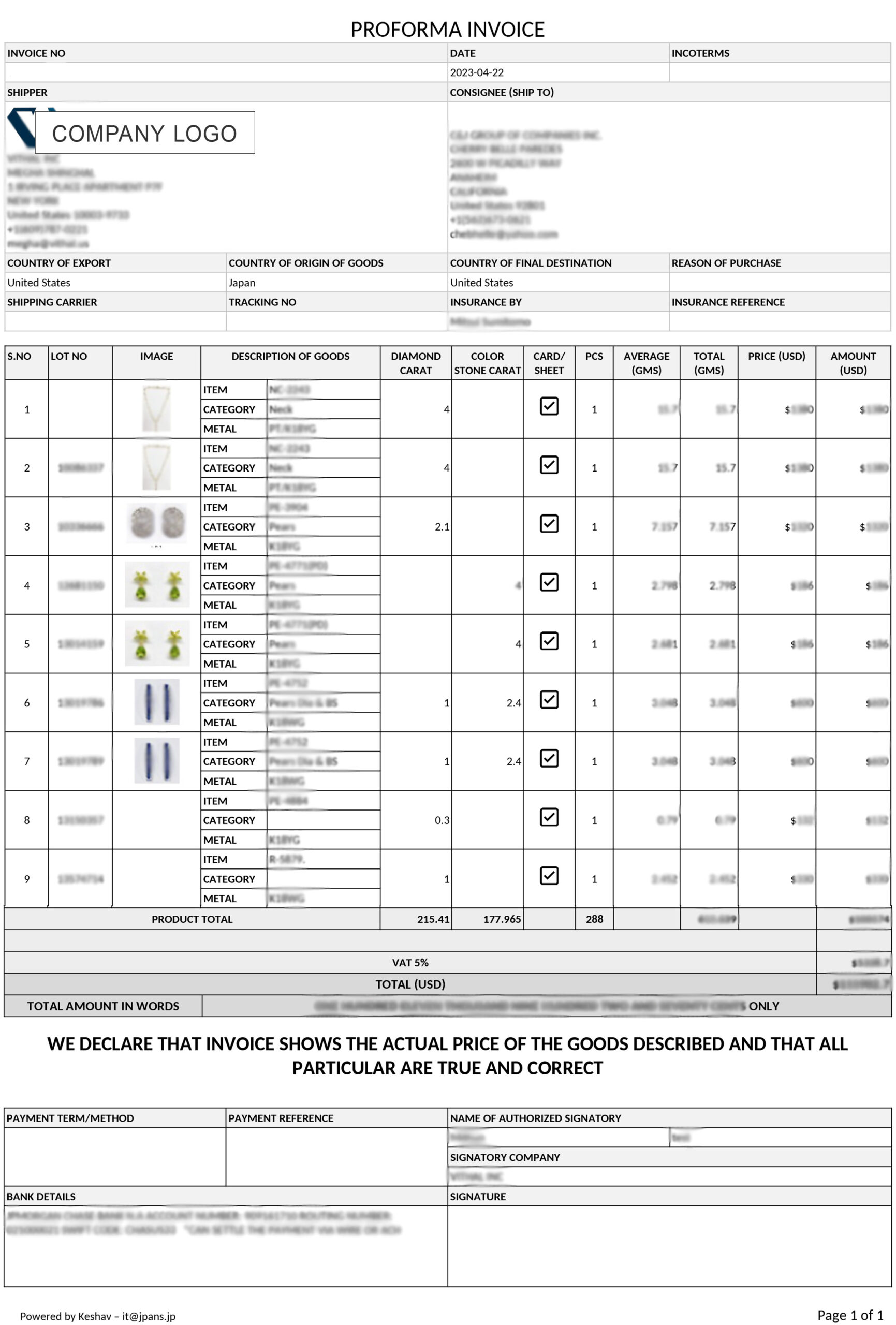 Proforma Invoice